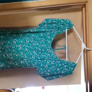 Good Luck Gem Green Floral Dress